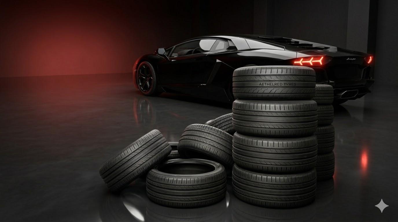 High-performance sports car showcasing premium tires