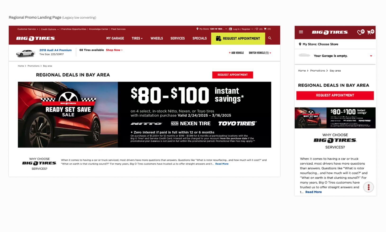 Previous regional promo landing page