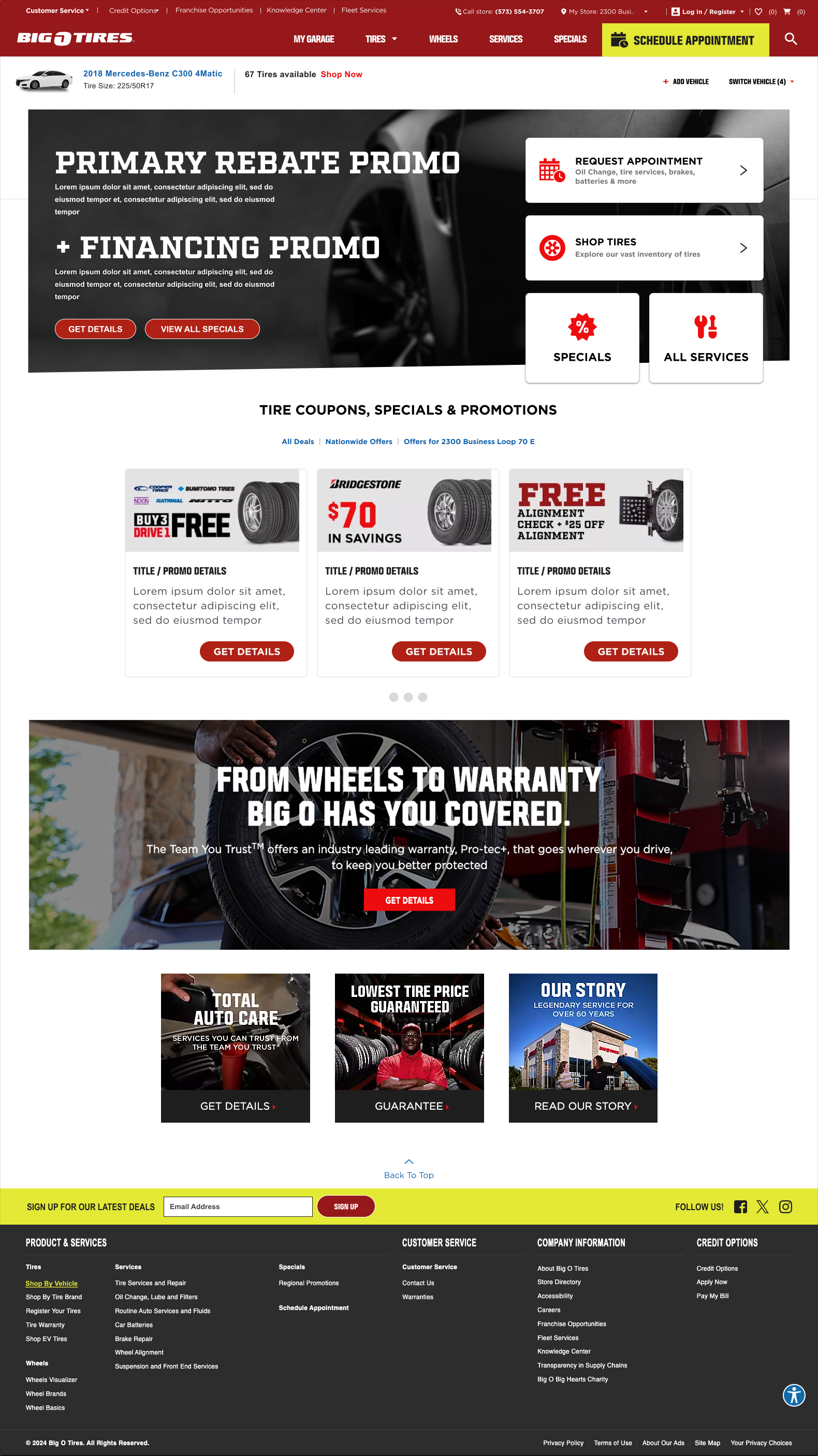 Big O Tires Rebranded Homepage