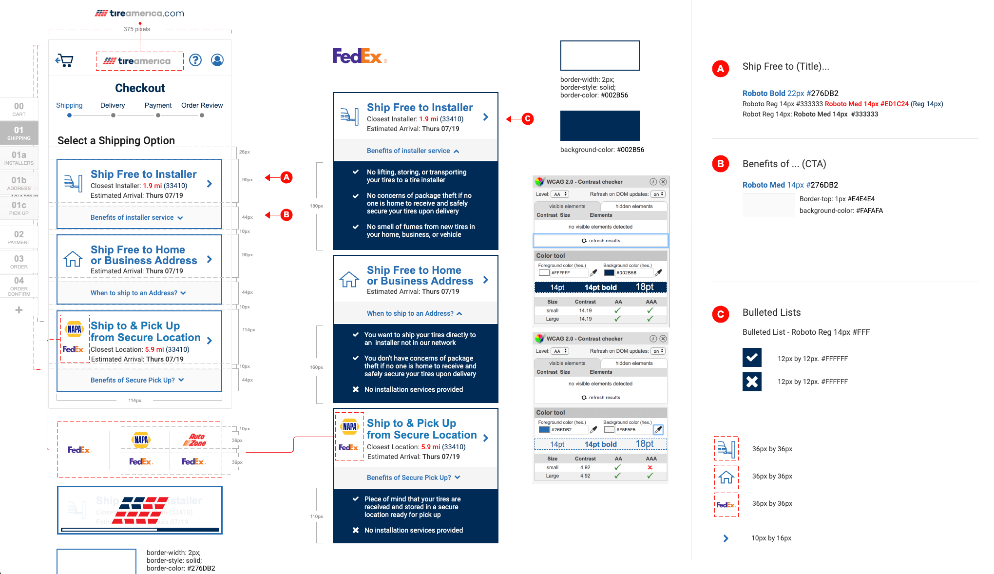 Shipping Options with WCAG Contrast Proofing
