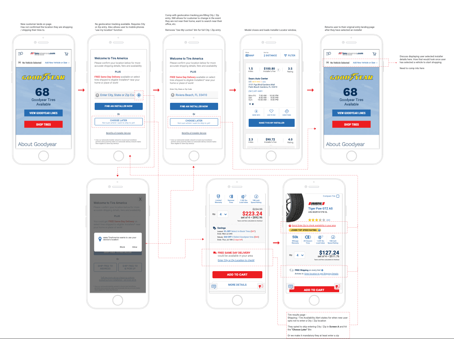 Set Location to Installer Selection wireflow
