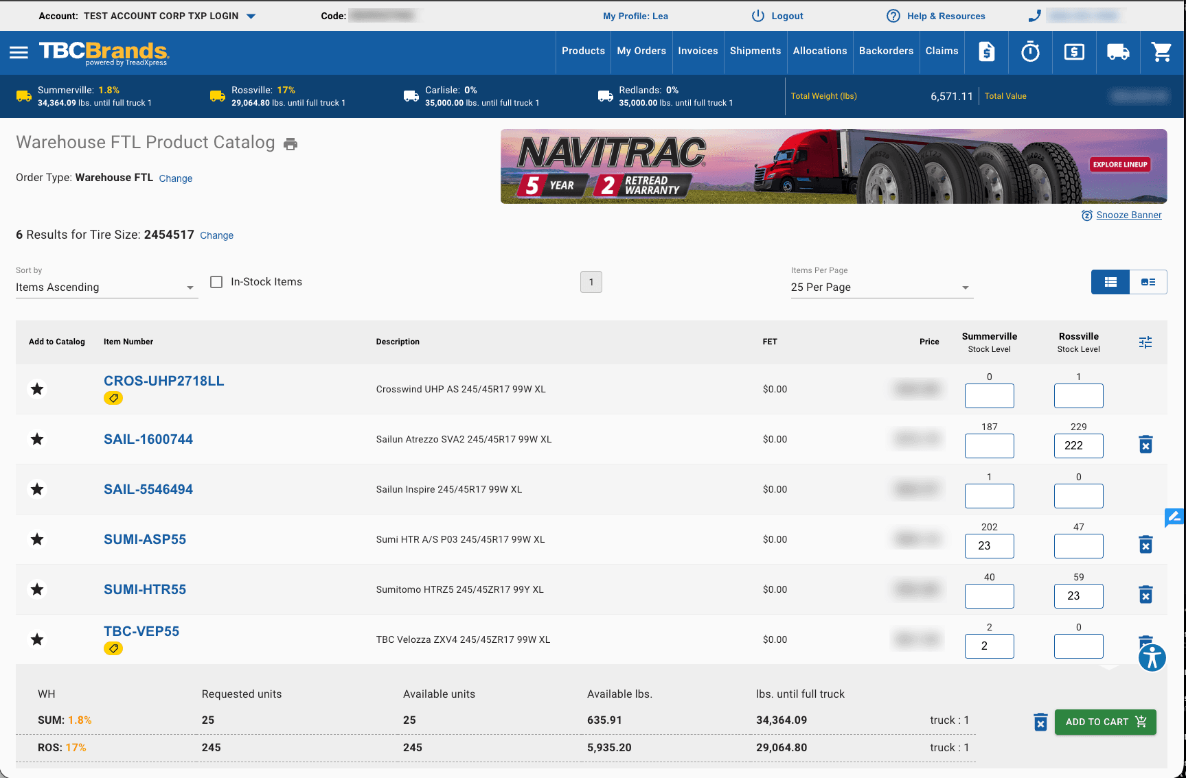 Consolidated Network Order Summary
