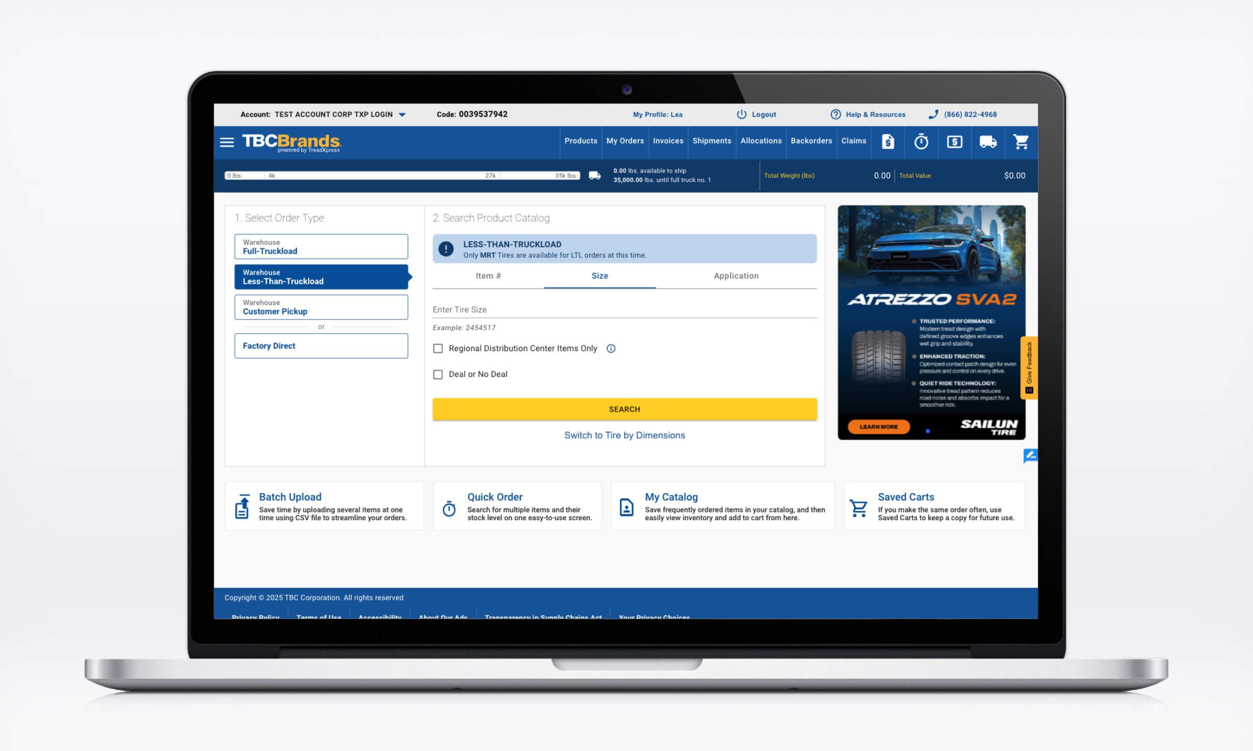 TreadXpress B2B Platform Interface